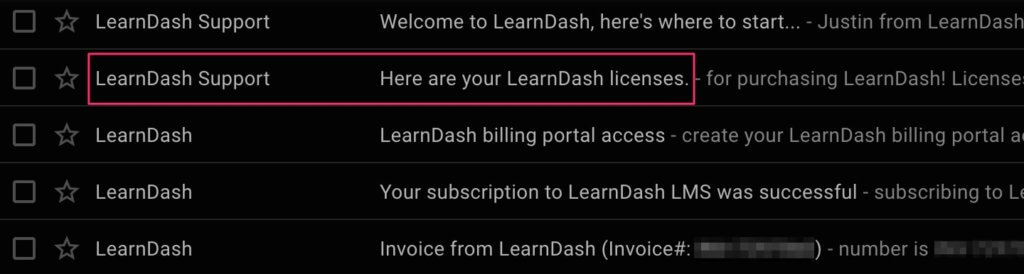 LearnDash購入後にメールが届く