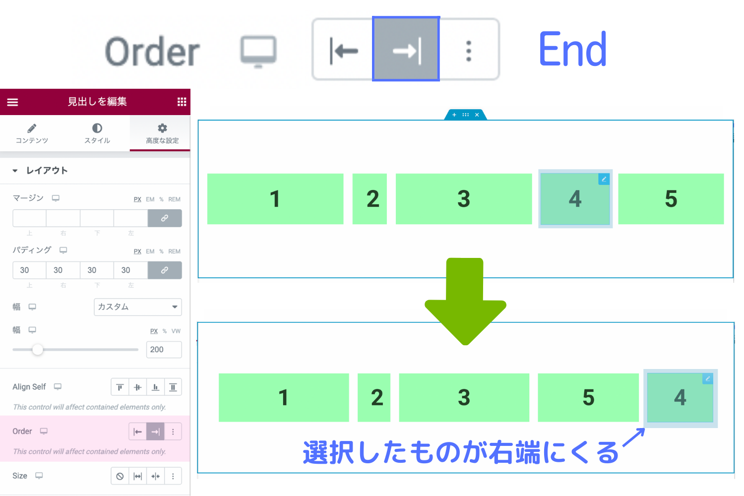 『Order』の『End』の説明