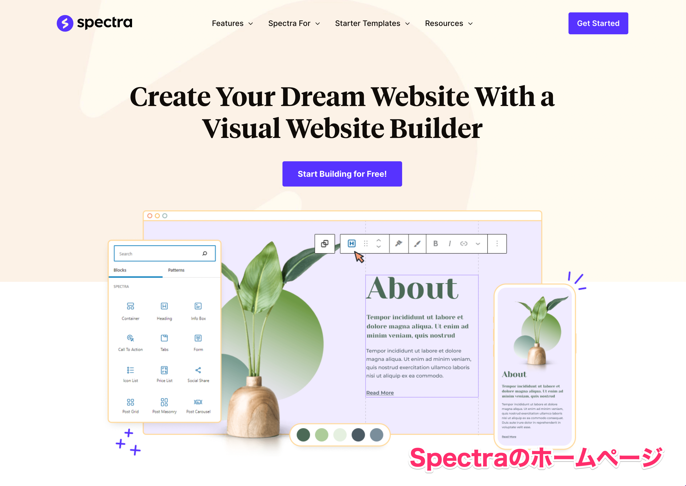 Spectraのホームページ