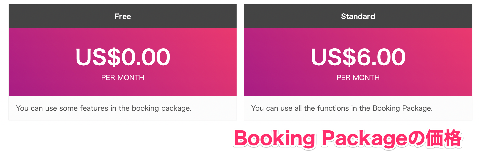 Booking Packageの価格