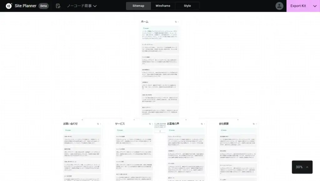 サイトマップが表示される